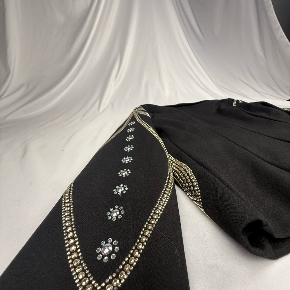 Black Rhinestones Embellished Women's Blazer Jacket - Picture 4 of 8